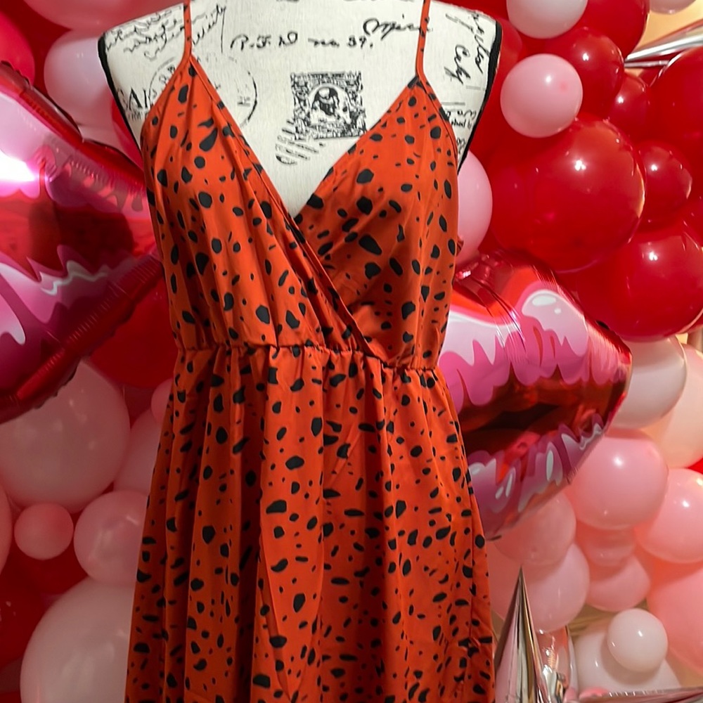 Red Orange and Black Maxi Dress